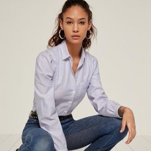Baby Blue/White Stripe Shea Button-down Top